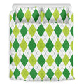 White And Green Argyle Pattern Print Duvet Cover Bedding Set