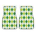 White And Green Argyle Pattern Print Front Car Floor Mats