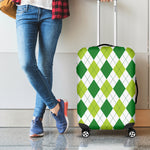 White And Green Argyle Pattern Print Luggage Cover