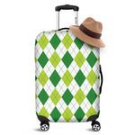 White And Green Argyle Pattern Print Luggage Cover