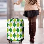 White And Green Argyle Pattern Print Luggage Cover