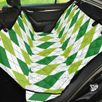 White And Green Argyle Pattern Print Pet Car Back Seat Cover