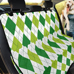 White And Green Argyle Pattern Print Pet Car Back Seat Cover