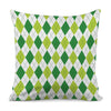 White And Green Argyle Pattern Print Pillow Cover