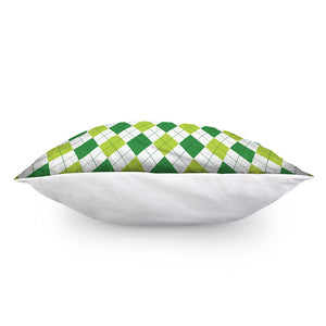 White And Green Argyle Pattern Print Pillow Cover