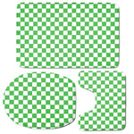 White And Green Checkered Print 3 Piece Bath Mat Set