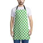 White And Green Checkered Print Apron