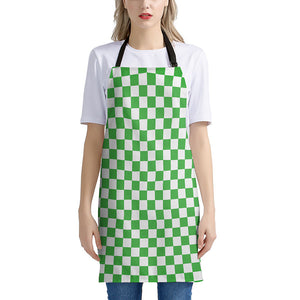 White And Green Checkered Print Apron