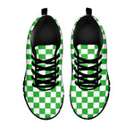 White And Green Checkered Print Black Sneakers