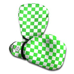 White And Green Checkered Print Boxing Gloves