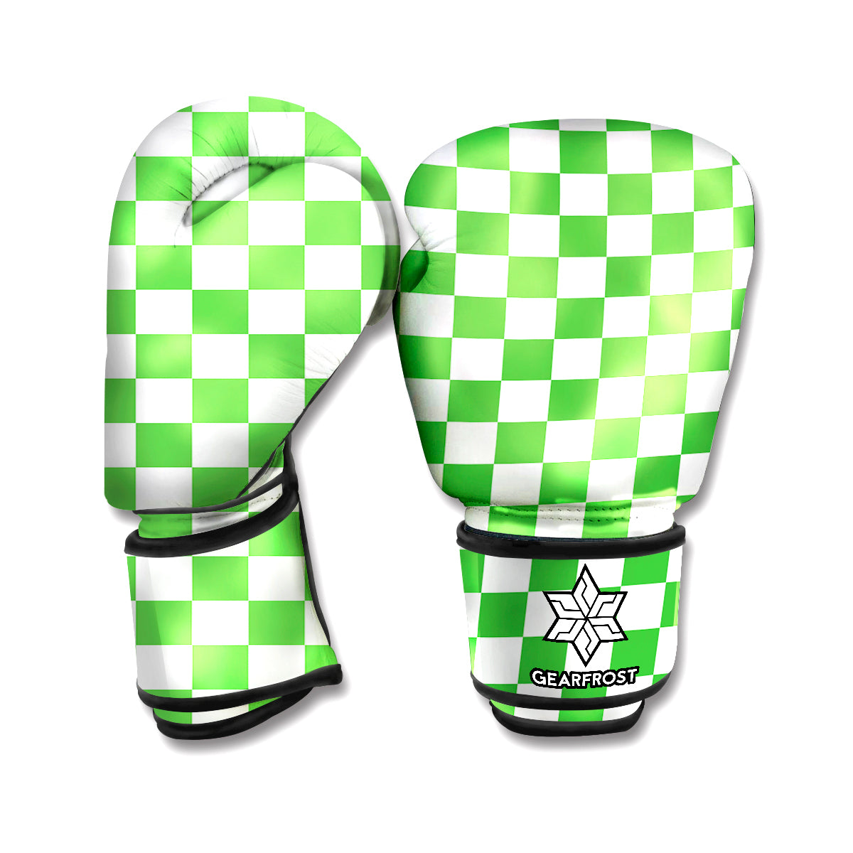 White And Green Checkered Print Boxing Gloves