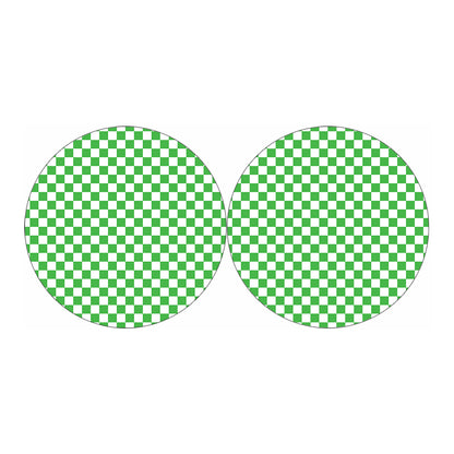 White And Green Checkered Print Car Coasters
