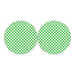 White And Green Checkered Print Car Coasters