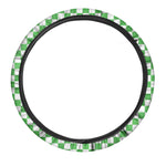 White And Green Checkered Print Car Steering Wheel Cover