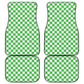 White And Green Checkered Print Front and Back Car Floor Mats