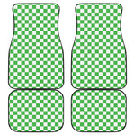 White And Green Checkered Print Front and Back Car Floor Mats