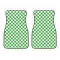 White And Green Checkered Print Front Car Floor Mats