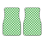 White And Green Checkered Print Front Car Floor Mats
