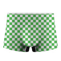 White And Green Checkered Print Men's Boxer Briefs