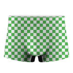 White And Green Checkered Print Men's Boxer Briefs