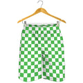 White And Green Checkered Print Men's Shorts