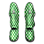 White And Green Checkered Print Muay Thai Shin Guard