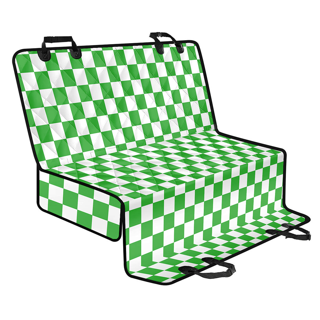 White And Green Checkered Print Pet Car Back Seat Cover