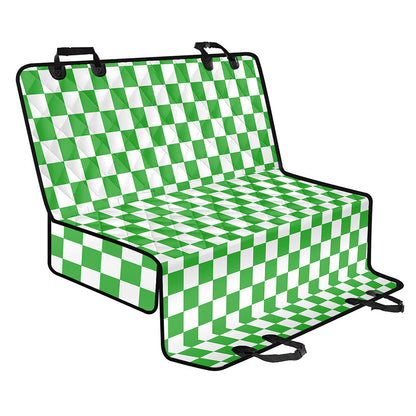 White And Green Checkered Print Pet Car Back Seat Cover