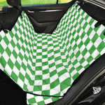 White And Green Checkered Print Pet Car Back Seat Cover