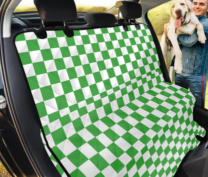 White And Green Checkered Print Pet Car Back Seat Cover