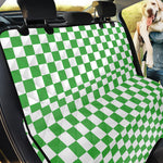 White And Green Checkered Print Pet Car Back Seat Cover