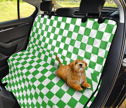 White And Green Checkered Print Pet Car Back Seat Cover