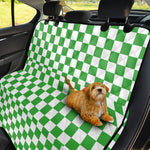 White And Green Checkered Print Pet Car Back Seat Cover