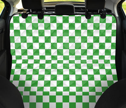 White And Green Checkered Print Pet Car Back Seat Cover