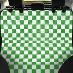 White And Green Checkered Print Pet Car Back Seat Cover
