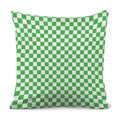 White And Green Checkered Print Pillow Cover