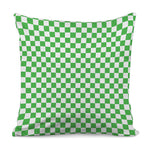 White And Green Checkered Print Pillow Cover
