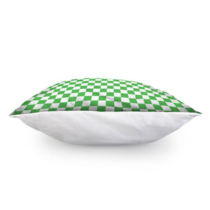 White And Green Checkered Print Pillow Cover