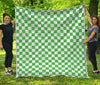 White And Green Checkered Print Quilt
