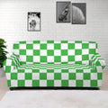 White And Green Checkered Print Sofa Cover