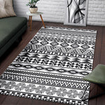 White And Grey Aztec Pattern Print Area Rug GearFrost
