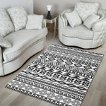 White And Grey Aztec Pattern Print Area Rug GearFrost