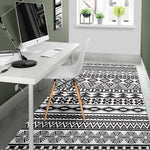 White And Grey Aztec Pattern Print Area Rug GearFrost