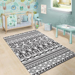 White And Grey Aztec Pattern Print Area Rug GearFrost