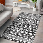 White And Grey Aztec Pattern Print Area Rug GearFrost