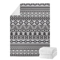 White And Grey Aztec Pattern Print Blanket