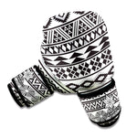 White And Grey Aztec Pattern Print Boxing Gloves