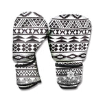 White And Grey Aztec Pattern Print Boxing Gloves