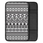 White And Grey Aztec Pattern Print Car Center Console Cover