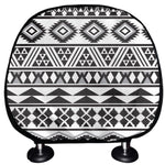 White And Grey Aztec Pattern Print Car Headrest Covers